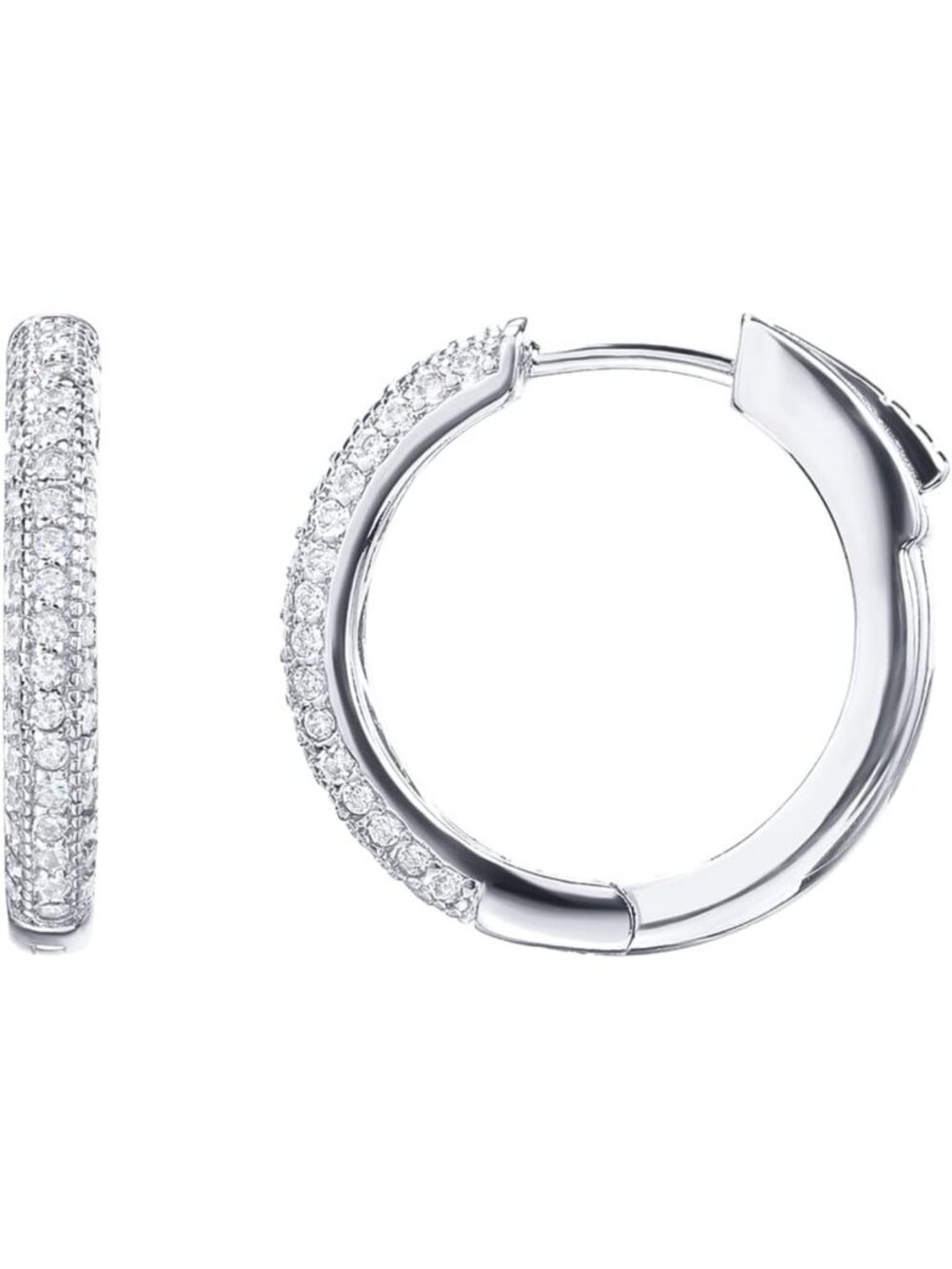 14K Gold Plated Sterling Silver Cubic Zirconia Hoop Earrings for Women | Halo